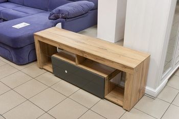Тумба ТВ Hugo 140 Дуб Вотан / білий глянець LED