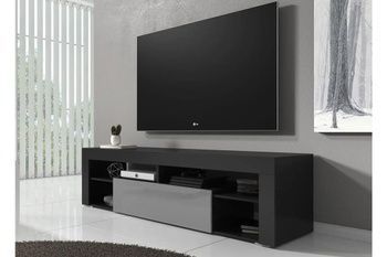 Тумба ТВ Hestia HS140 (Хестія) чорна/фасад сірий глянець