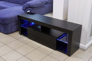 Тумба ТВ Hugo 140 чорний глянець LED