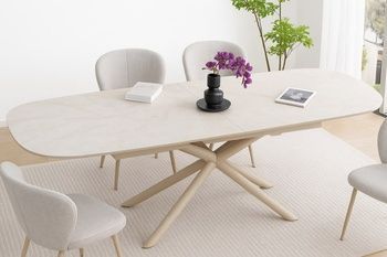 Стол керамический Copenhagen T7091A Platinum Art Stone бежевый мат PREMIUM - 1