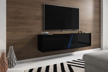 Тумба ТВ Slant 160 RGB чорний/чорний глянець