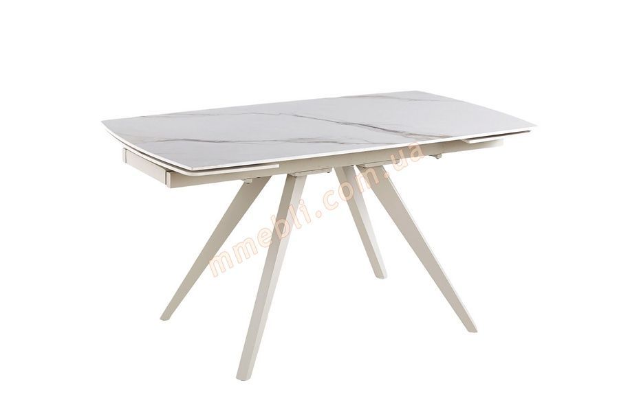 Обеденный стол Galen 145 Bjorn керамика White Golden Glossy