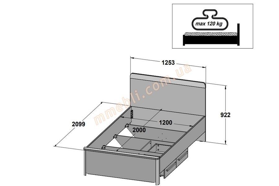 Кровать SURFINIO SFNL1121 серый мат дуб Forte - 4