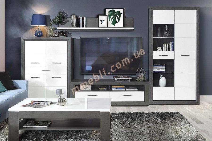 Полка LENNOX MRYB01 Forte бетон темно-серый/белый глянец Forte - 2